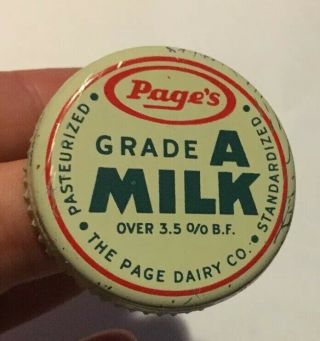 Metal Tin ? Toledo Oh Ohio Page Dairy Dacro Milk Bottle Cap Maumee Perrysburg 3