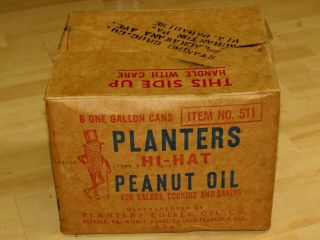 Vintage Planters Mr.  Peanut Hi - Hat Peanut Oil Cardboard Box Item No 511 Box Only