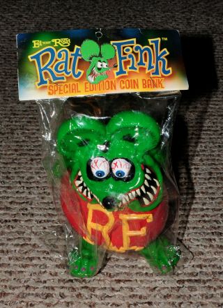 Special Edition Rat Fink Coin Bank In Package 2007 Ed Big Daddy Roth
