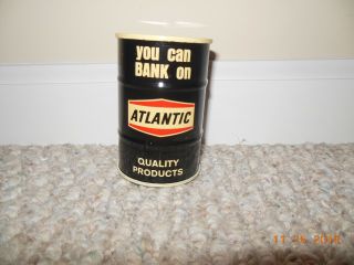 Vintage Atlantic Richfield Co Motor Oil Drum Gas Can Tin Coin Bank Advertising