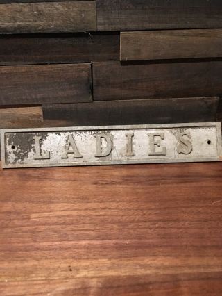 Vintage Metal Industrial Women S Bathroom Sign Store Rustic Gas Station Antique