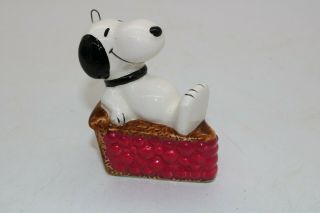 Vintage Peanuts Snoopy Cherry Pie Ornament Rare Christmas