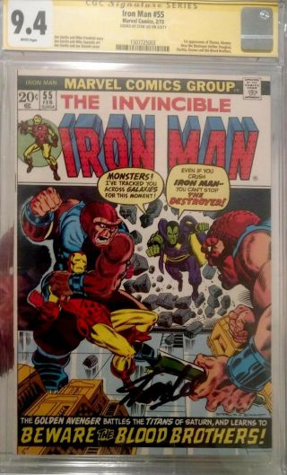 Iron Man 55 (2/1973,  Marvel) Cgc 9.  4 Wp Signed By Stan Lee 1st Thanos And Drax