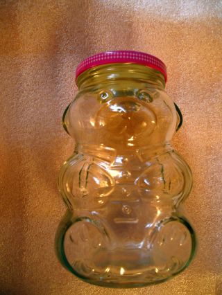 Vintage Kraft Grape Jelly Or Strawberry Jam Bear Jar With Metal Lid 32 Oz