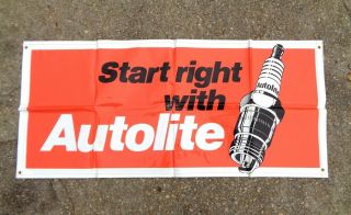 1986 Vintage Banner 60 " X 27 " Autolite Start Right With Autolite Old Stock