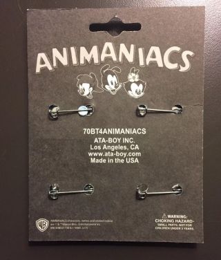 Animaniacs Metal Pins 4 Buttons Pinky And The Brain Logo 2
