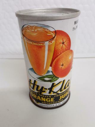 Vintage Hy - Klas Florida Orange Juice Tin Vintage Grocery Mini Can 6 Oz