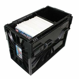 Bcw Short Comic Book Bin - Black Plastic Storage Box W One Partition 1 - Box.