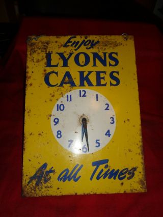 Vintage Lyons Cakes Time Return Sign That Hangs