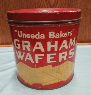Antique Tin Uneeda Bakers Graham Wafers National Biscuit Co York Usa