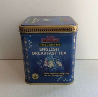 Vintage Bentley’s English Breakfast Tea Tin Empty Box Container 4” Tall 2