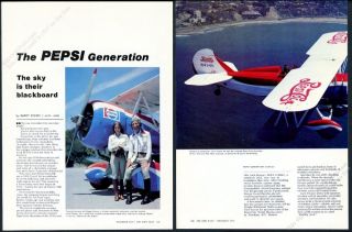 1977 Pepsi Cola Skywriter Plane Pilot 3 Photo Vintage Print Article