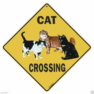 Cat Metal Crossing Sign 16 1/2 " X 16 1/2 " Diamond Shape Made In Usa 89