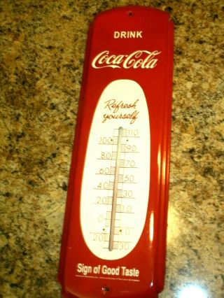 Vintage Coca Cola Coke Metal Tin Thermometer