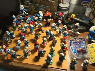 Smurfs - Schleich - Figures Over 1 Kg Assorted Years Sizes,  2 Booklets Peyo