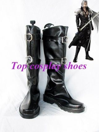 Anime Final Fantasy Vii Cosplay Sephiroth Black Buckle Boots Shoes