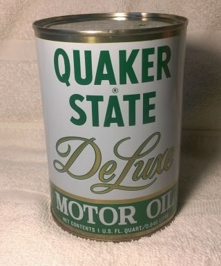 Vintage Quaker State Deluxe Motor Oil Can,  Full.  Sae 10w - 40 Hd