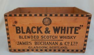 Vtg.  Black & White Scotch Whisky Wooden Crate/box San Francisco,  Calif.  Mark