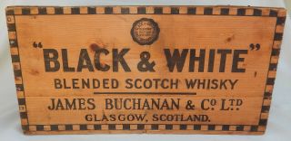 Vtg.  Black & White Scotch Whisky Wooden Crate/Box San Francisco,  Calif.  Mark 3