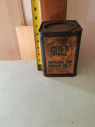 Vintage Gulf Supreme Cup Grease Can Tin No 3 Rare