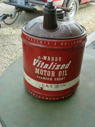 Vintage Advertising 5 Gallon Montgomery Ward Gas & Oil Metal Can