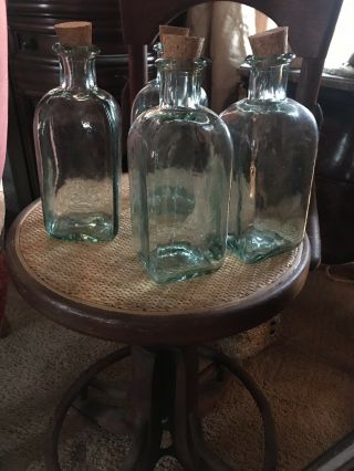 Vintage Green Glass Bottle W Cork