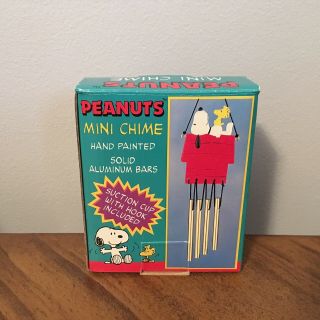 Peanuts Snoopy Woodstock Dog House Mini Wind Chime With Tags & Box