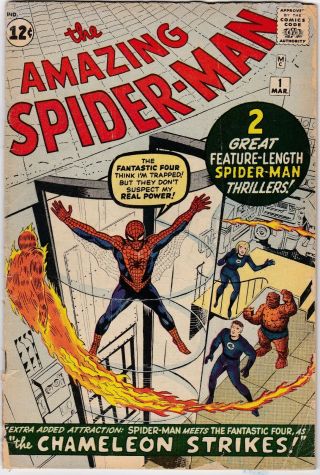 Spider - Man 1 1963 3.  5 Vg - Fantastic Four Marvel L@@k