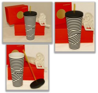 Starbucks - Matte Black & White Zebra Stripe Acrylic Cold Cup Venti 24 oz 2