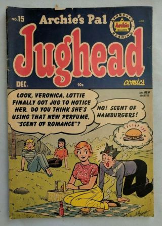 Jughead No.  15 Golden Age Comic Book 1952 Gga 15 Archie Pal Teen Lottie Little