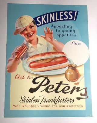Vintage Litho Poster Sign Peters Frankfurters Hotdog 1930s Minnesota State Fair
