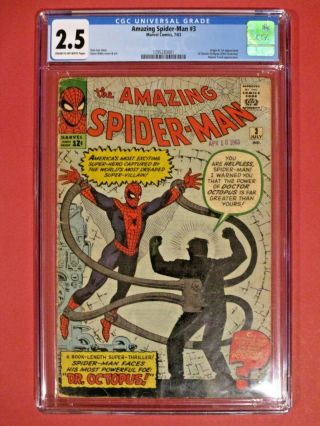 Spider - Man 3 - Cgc 2.  5 - 1963 - First Appearance Of Doctor Octopus