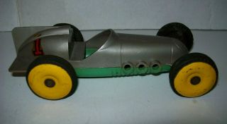 Vintage 1950’s Plastic Toy Indy Race Car With Rubber Tires & Metal Hub Caps