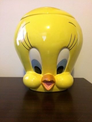 Looney Tunes Tweety Bird Head Ceramic Cookie Jar By Gibson 2001