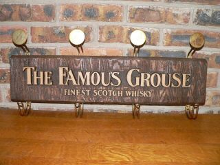 Vintage The Famous Grouse Finest Scotch Whisky Advertising Coat Rack Sign