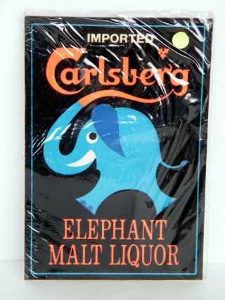 Carlsberg " Elephant Malt Liquor " Cardboard Beer Advertising Sign.