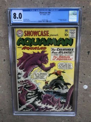 Showcase 30 1961 Cgc 8.  0 Oww Aquaman Origin And 1st Tryout Issue Case