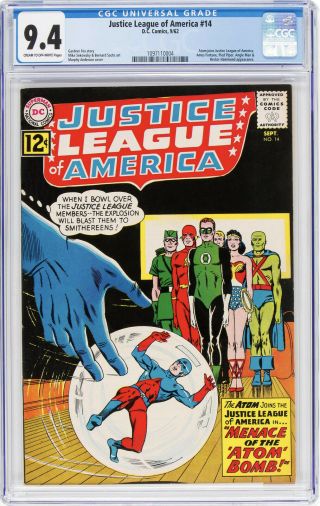 Justice League Of America 14 Cgc Nm 9.  4 - Atom Joins The Jla - 1962