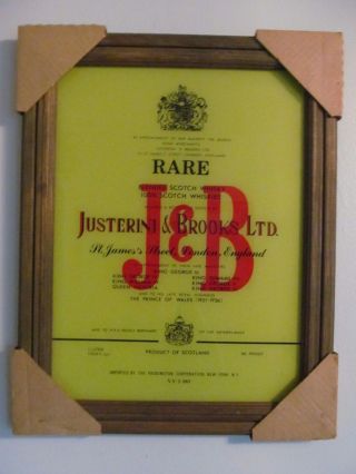 Whisky Sign Rare " Green " J & B Scotch Whisky Glass Bar 15 " X 19 " Aged Wear