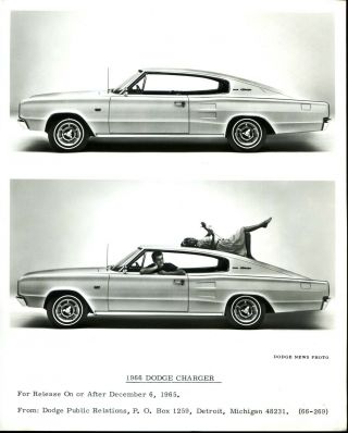Vintage 1966 Dodge Charger " Dodge News Photo " For Release December 6,  1965 Nm