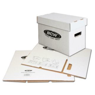 5 Bcw Short Comic Book Boxes - White Cardboard Storage Box Holds 150 - 175 Comics