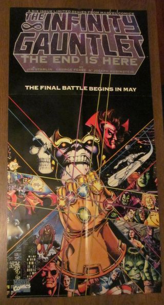 1991 Infinity Gauntlet 18x36 Promo Poster Thanos Avengers Infinity War Endgame