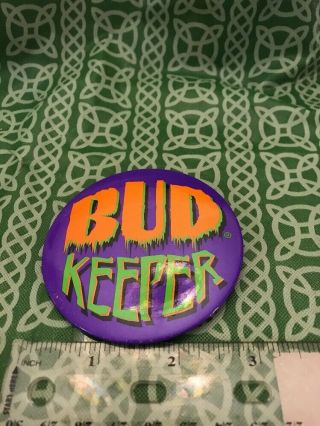 Bud Keeper Vintage Budweiser Halloween Beer Pinback Pin Button