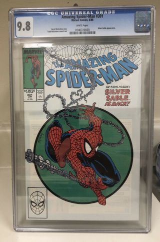 Spider - Man 301 Cgc 9.  8 White Pages