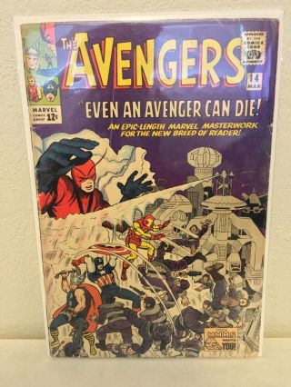 Avengers 14 Vg/fn 1st Series Iron Man Captain America Thor Marvel Comics 1965