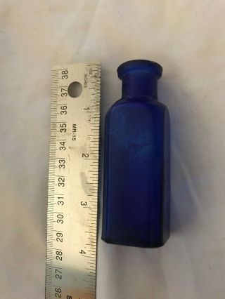 Vintage Antique W T Whitall Tatum Co Cobalt Blue Square Glass Apothecary Bottle
