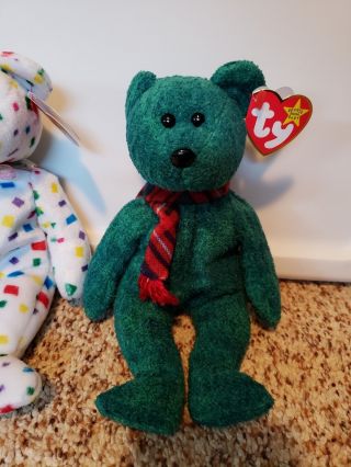 Rare With Errors Vintage 1999 Ty Beanie Babies Wallace Stuffed Toy Plush Bear