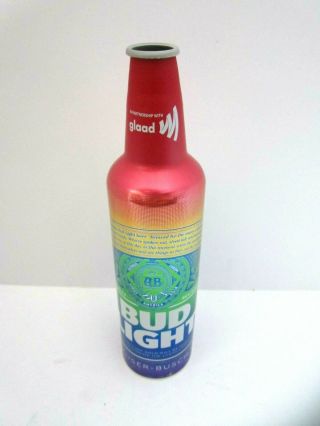 Budweiser Bud Light Glaad Rainbow Pride Empty Aluminum Beer Bottle 16oz 503488