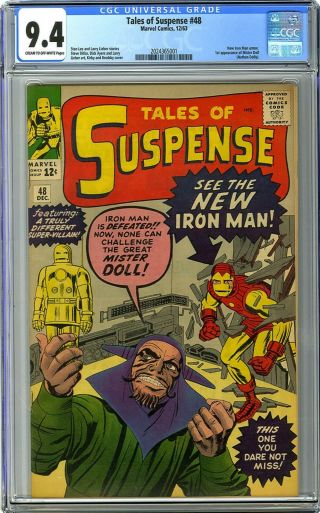 Tales Of Suspense 48 Cgc 9.  4 Nm 1963 1st Red Yellow Armor Iron Man Avengers