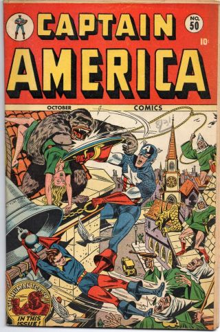 Captain America Timely Comics 50 Oct.  1945 Bucky Human Torch Good